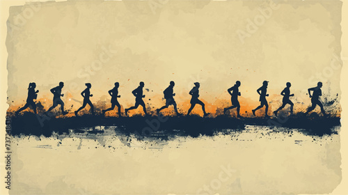 Running silhouettes. Vector illustration, Trail Running, Marathon runner