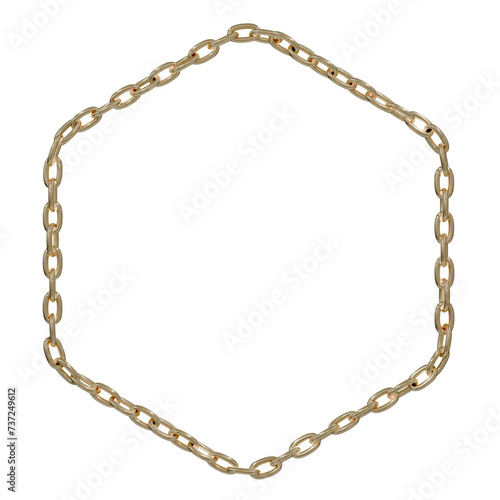 Wallpaper Mural Balance & Unity: Embrace the perfect union of opposites in this 3D golden hexagon frame, crafted from shimmering chains. Let your art tell a story of harmony.  Torontodigital.ca