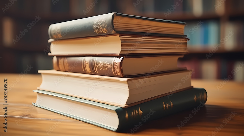 Stack of books on minimalist background, perfect for educational or literary themes