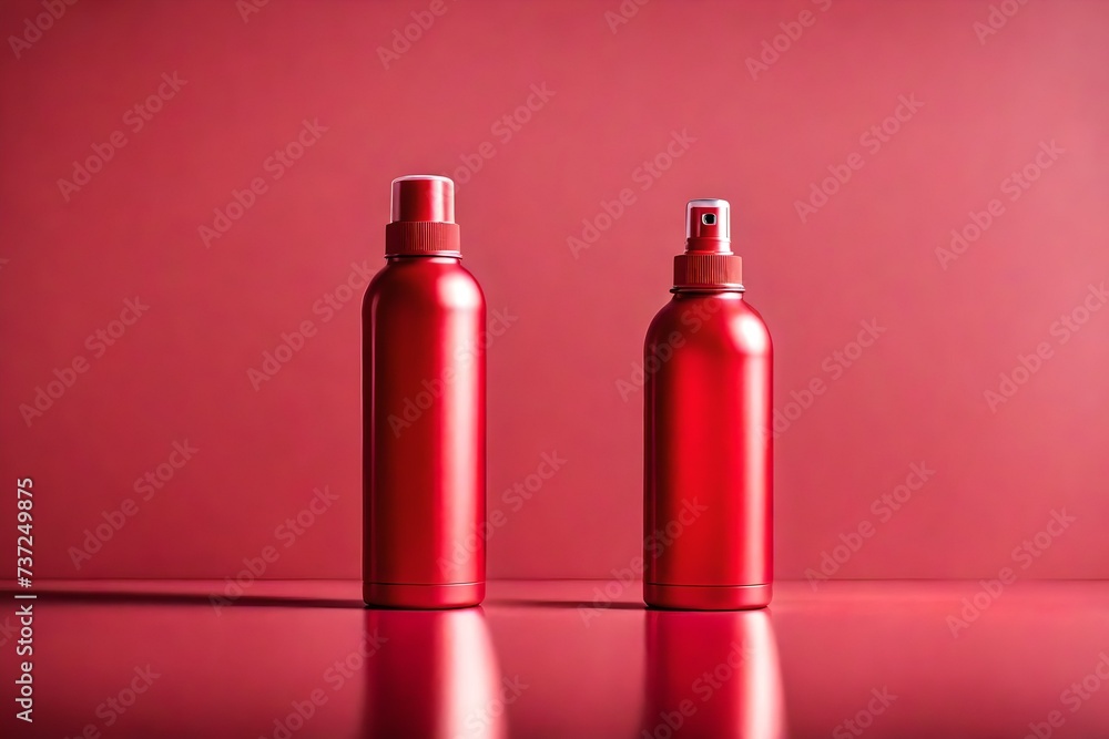 red anodised metal spray cosmetics can and container red anodised metal spray cosmetics can and container