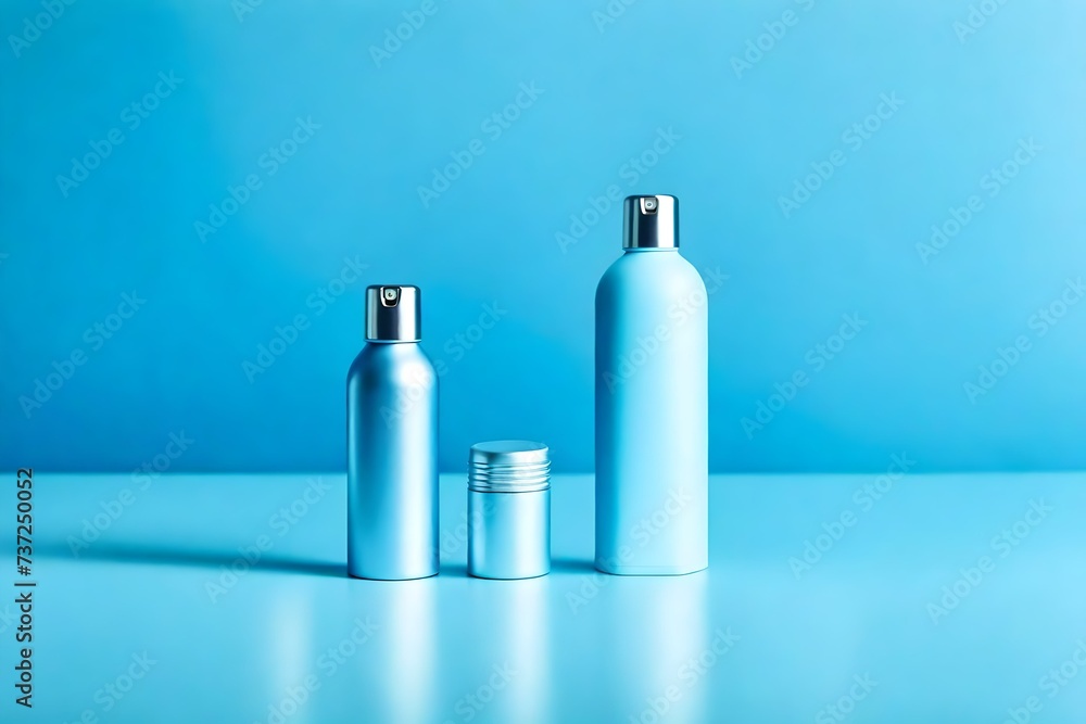 blue deodorant spray and cosmetics packaging template blue deodorant spray and cosmetics packaging template