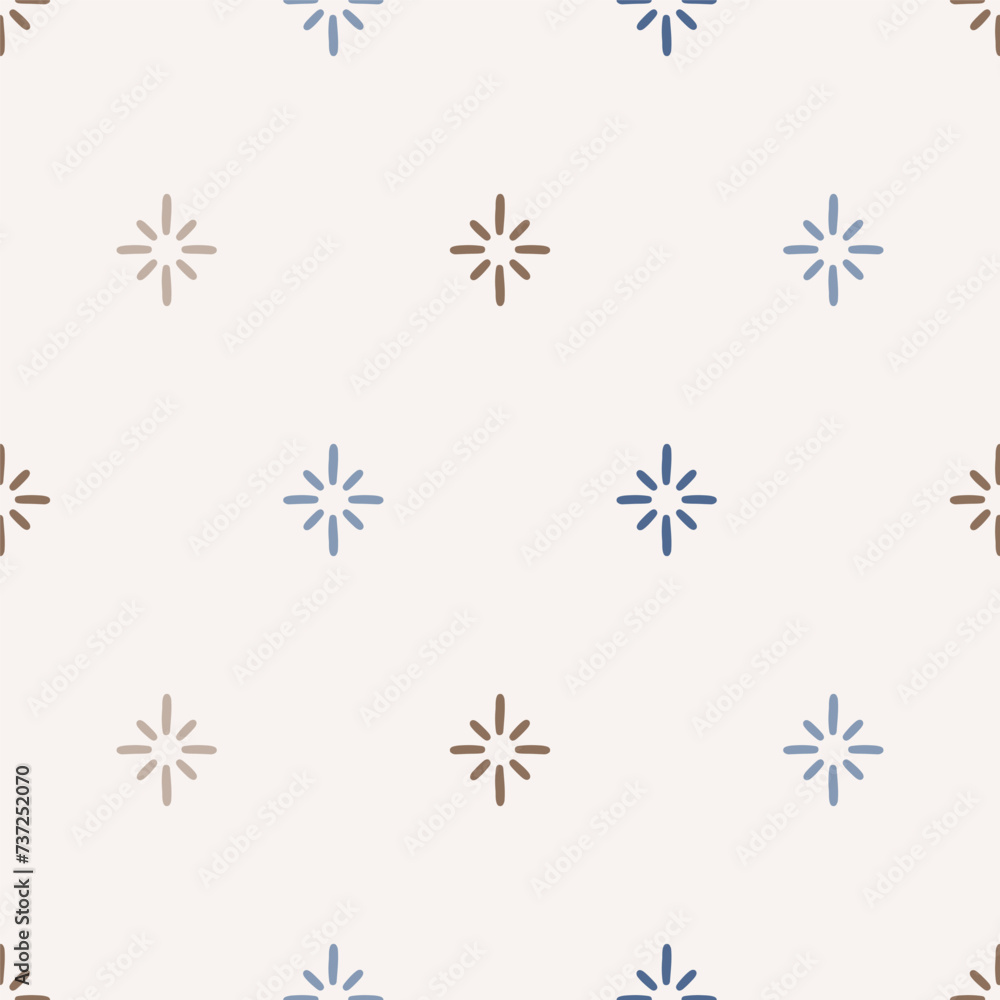 Seamless pattern with brown and blue stars Seamless pattern with brown and blue stars