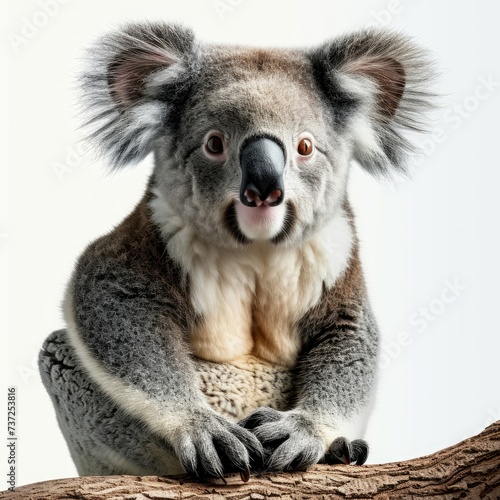 Happy smiling koala bear  Australian wildlife concept  isolated on a white background  Generative AI