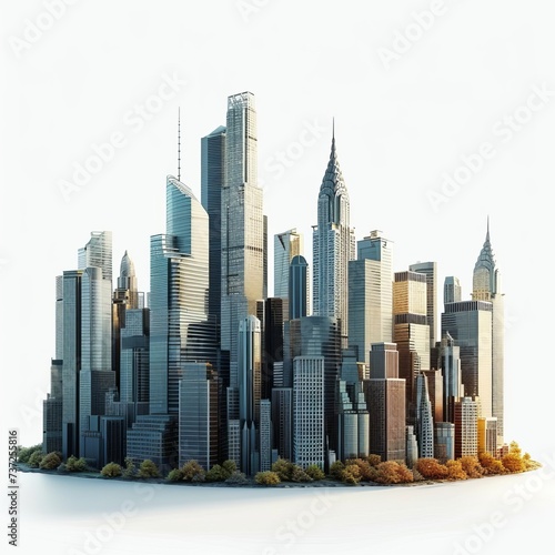Metropolis city isolated on a white background, urban concept, Generative AI