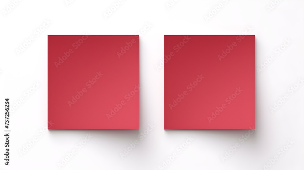 Two Ruby square Paper Notes on a white Background. Brainstorming Template with Copy Space Two Ruby square Paper Notes on a white Background. Brainstorming Template with Copy Space