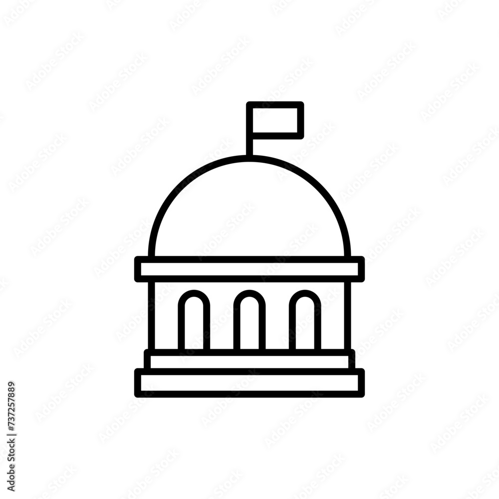 City hall building icon. Simple outline style. Municipal, hall town, embassy, council, government concept. Thin line symbol. Vector illustration isolated. Editable stroke.