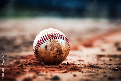 A baseball seen in close-up as it leaves the bat