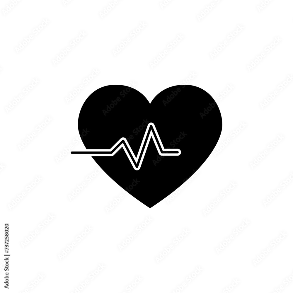 Heart rate icon. Simple solid style. Heart pulse, electrocardiogram, healthcare and medical concept. Black silhouette, glyph symbol. Vector illustration isolated. Heart rate icon. Simple solid style. Heart pulse, electrocardiogram, healthcare and medical concept. Black silhouette, glyph symbol. Vector illustration isolated.