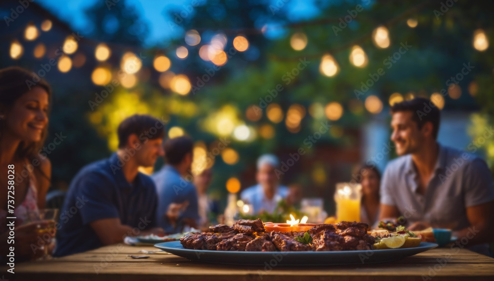 Summer Backyard barbecue with friends. AI generated Summer Backyard barbecue with friends. AI generated