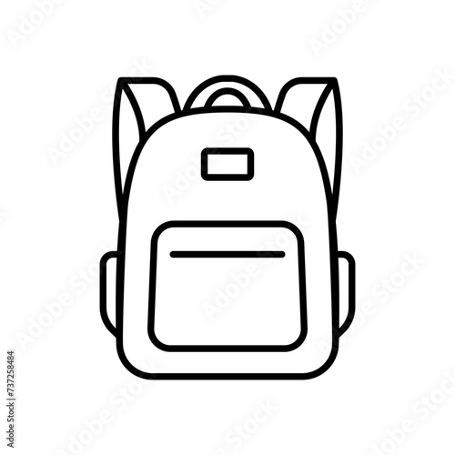 Backpack icon. Simple outline style. Bag, school, back, pack, schoolbag, knapsack, student concept. Thin line symbol. Vector illustration isolated.