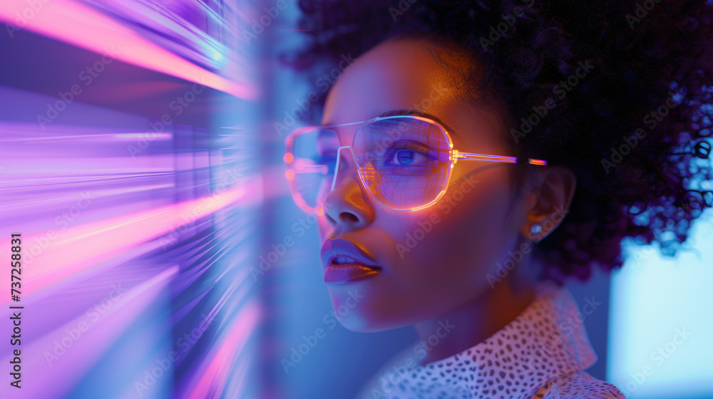Innovative Woman Engaging with Holograms.
Engagement with futuristic holograms. Innovative Woman Engaging with Holograms.
Engagement with futuristic holograms.