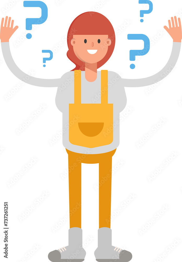 Woman Barista Character and Question Marks
Woman Barista Character and Question Marks