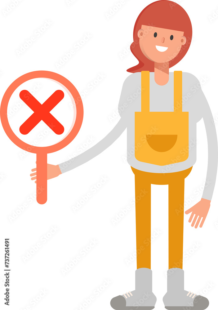 Woman Barista Character Showing Wrong Mark
Woman Barista Character Showing Wrong Mark