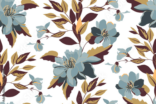 Vector floral seamless pattern with flowers