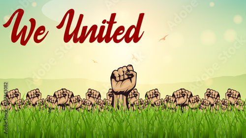 Unity in Action: Farmers' Uprising in Vibrant Vector Art, Experience the power of unity with this vibrant vector art, capturing the essence of a farmers' protest. Raised fists symbolize strength