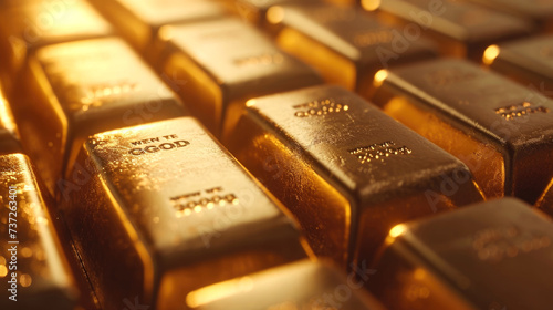 Gold bar and Financial investment concept, wealth business success, trading gold stock exchange, selling and buy gold bar, money and bank photo