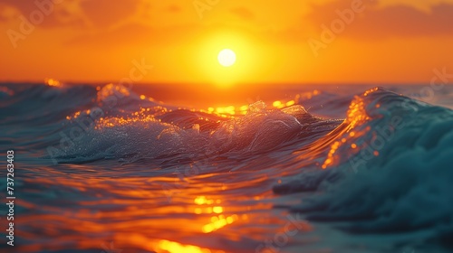 Sunset Symphony: Majestic Sea Waves Dance in the Golden Light