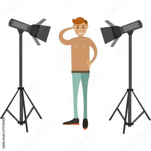 Male fashion model vector icon isolated on white