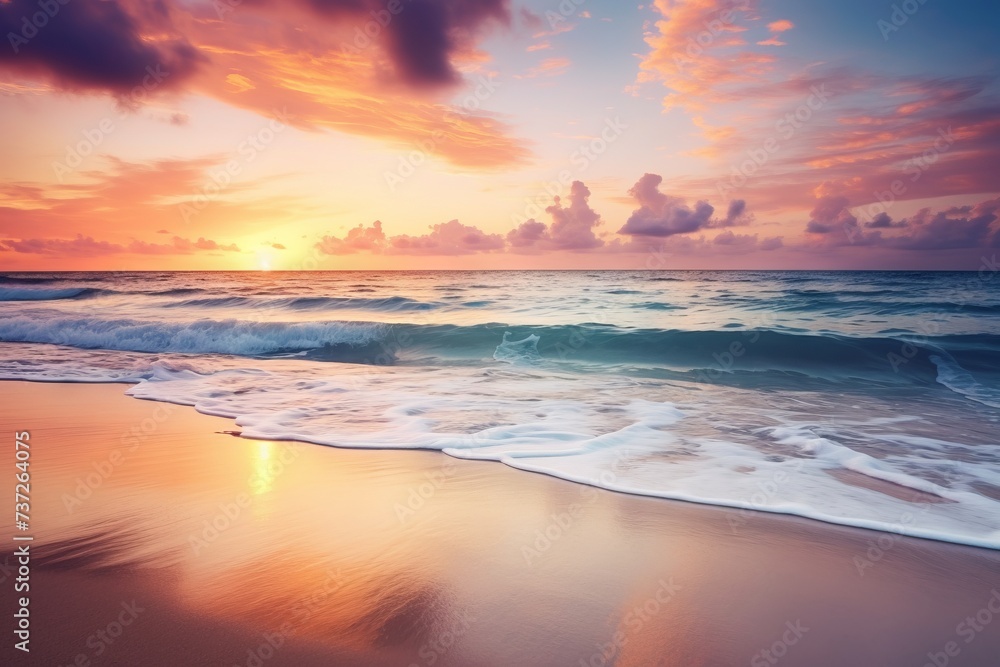 The calmness of a serene beach at sunset
