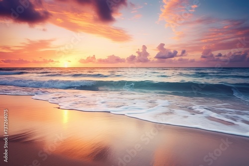 The calmness of a serene beach at sunset © KerXing