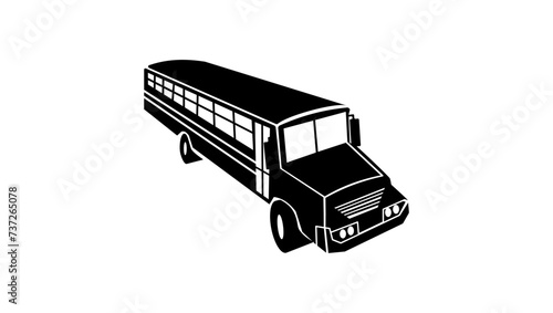School Bus emblem, black isolated silhouette