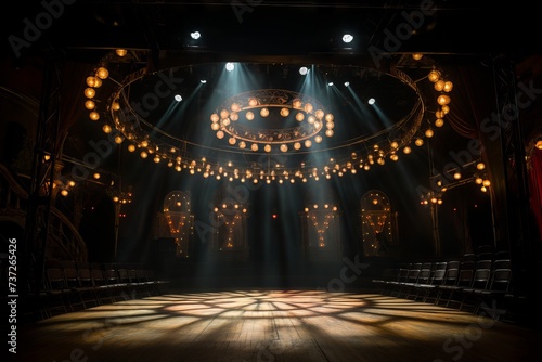 Theater lights illuminating the stage