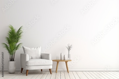 White wall with copy space for mock up designs photo