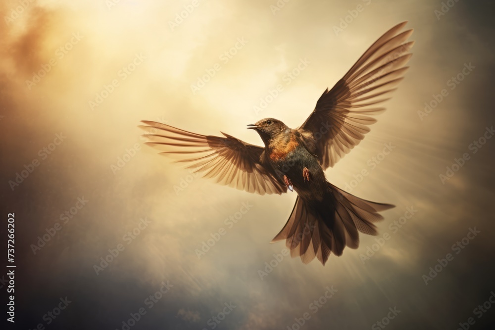 A bird's freedom expressed in its soaring flight A bird's freedom expressed in its soaring flight