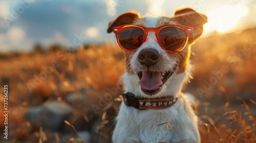 Dog celebrates birthday with sunglasses © Zaleman