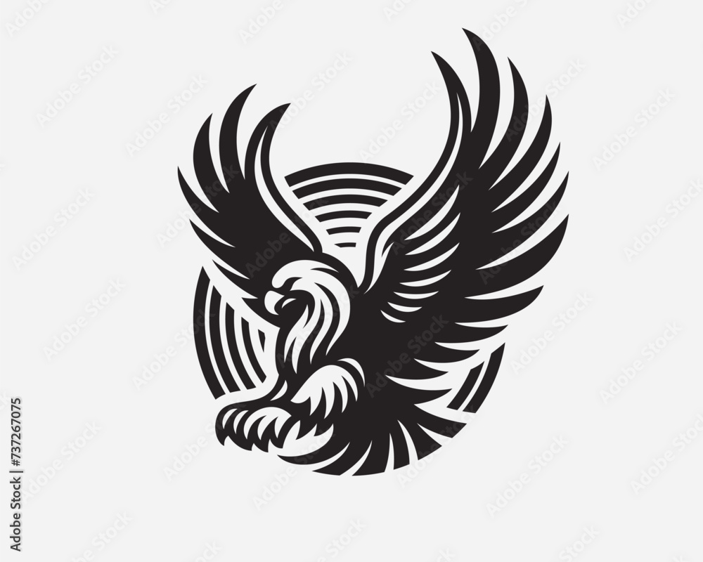Fototapeta premium Eagle logo. Hawk emblem design editable for your business. Vector illustration.