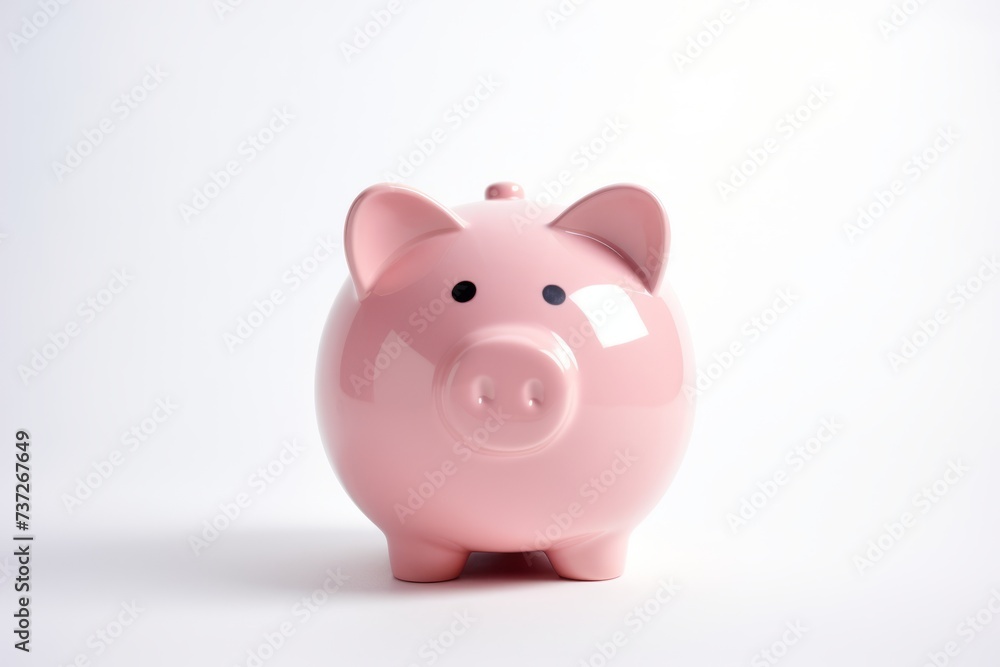 A cute piggy bank on a white background