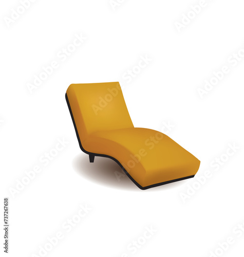 Yellow sofa chair on white background, vector