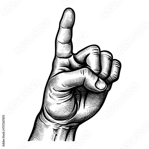 hand gesture in old engraving style for drawing reference