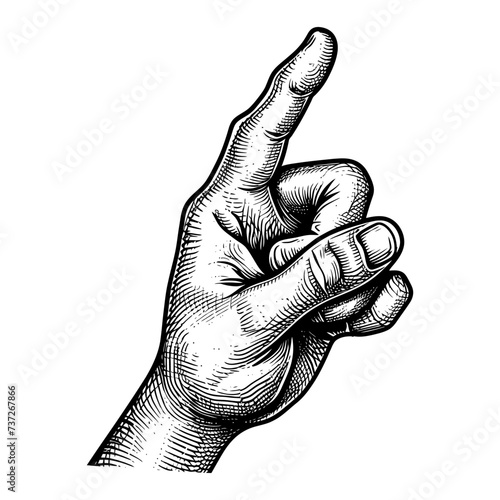 hand gesture in old engraving style for drawing reference