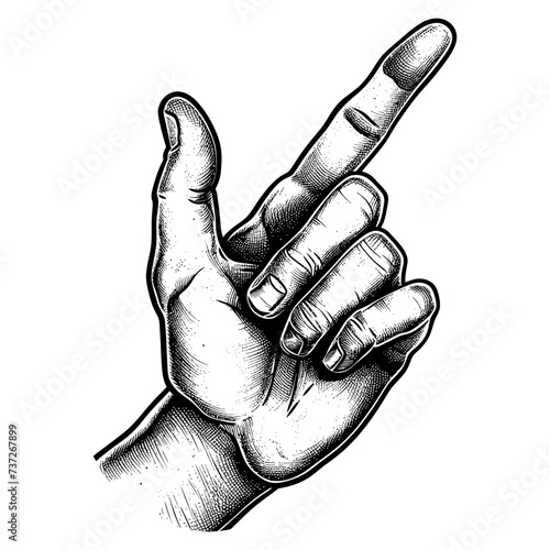 hand gesture in old engraving style for drawing reference