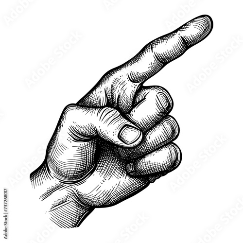 hand gesture in old engraving style for drawing reference