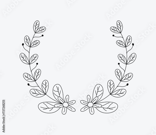 Elegant Hand drawn frames branch and leaves. Wreath. Elegant logo template. Vector illustration botanical decoration elements for labels, branding business identity save the date, logo © Idee khan