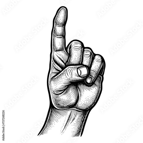 hand gesture in old engraving style for drawing reference