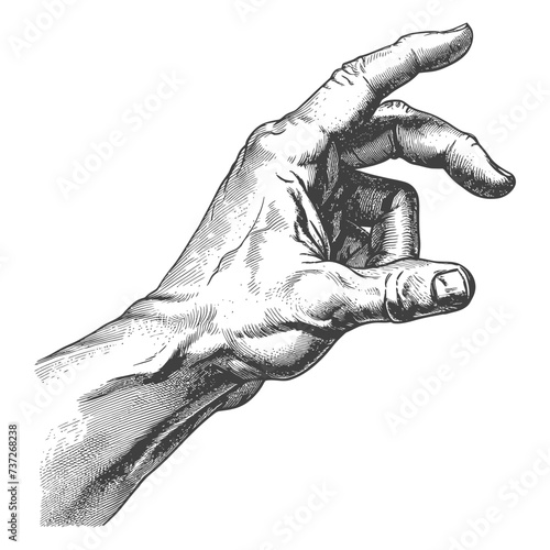 hand gesture in old engraving style for drawing reference