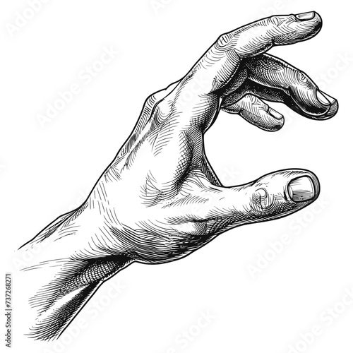 hand gesture in old engraving style for drawing reference