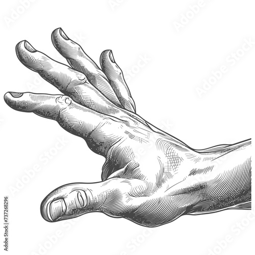 hand gesture in old engraving style for drawing reference