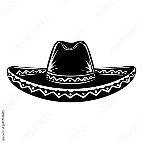 Silhouette mexican hat sombrero black color only