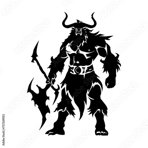 Silhouette Minotaur the Mythical Ancient Creature black color only