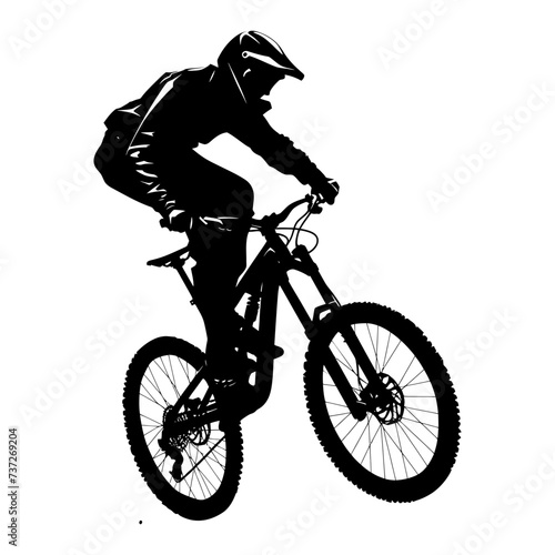 Silhouette mountain bike jumps in the air black color only © NikahGeh