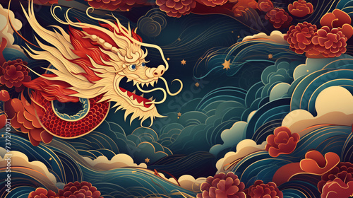 Background for Chinese New Year with Dragon