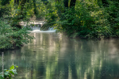 Fototapeta Naklejka Na Ścianę i Meble -  Turquoise color of water in the summer on the river Janj