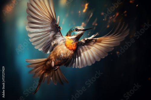 An artistic image of a bird in flight, showcasing the beauty of natural motion © KerXing