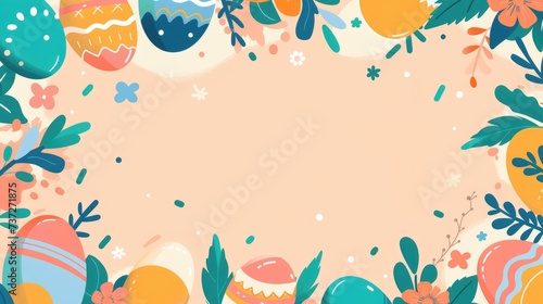 Flat Style Background Featuring Easter Egg Frame