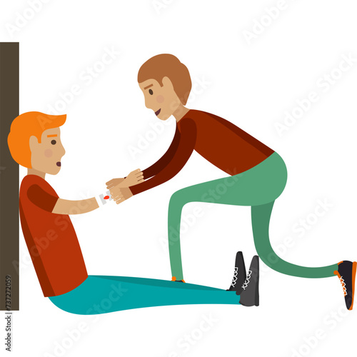 First aid for wound on hand vector icon isolated on white