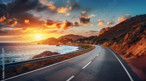 colorful road landscape at sunset in beautiful © Waji